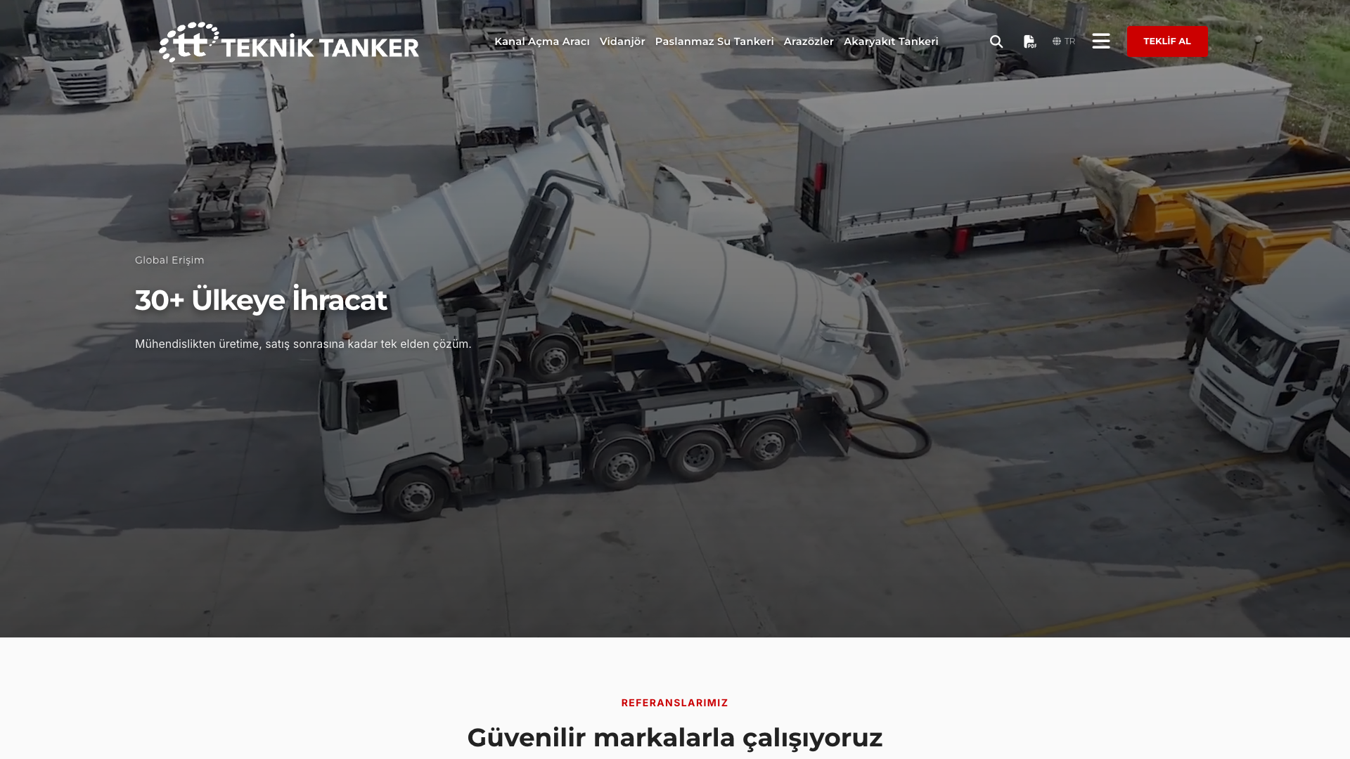 Teknik Tanker web sitesinin gerçek ekran görüntüsü